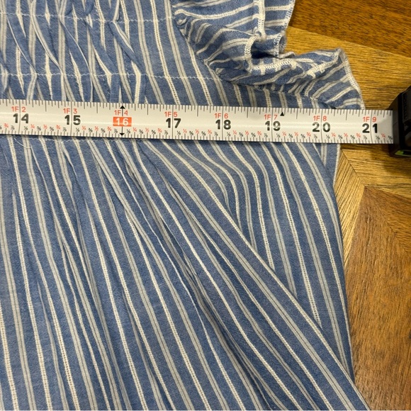 Anthropologie Blue and White Striped ruffle smocked blouse - Picture 5 of 7